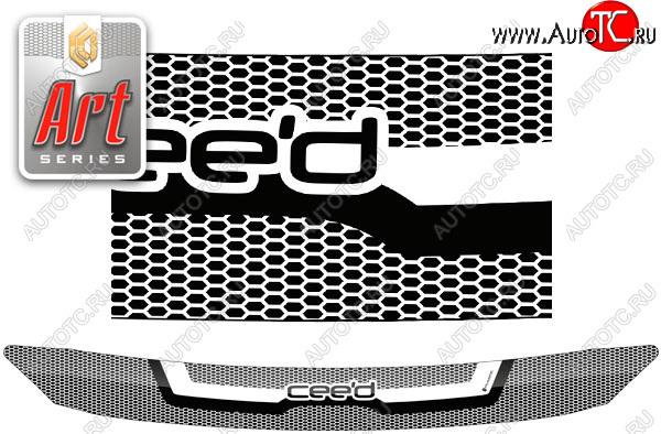 2 079 р. Дефлектор капота CA-Plastic  KIA Ceed  3 CD (2018-2025) хэтчбэк (серия ART белая)  с доставкой в г. Пермь