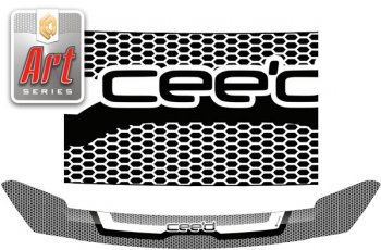 Дефлектор капота CA-Plastic KIA Ceed  2 JD (2012-2018) дорестайлинг универсал, рестайлинг универсал (серия ART белая)