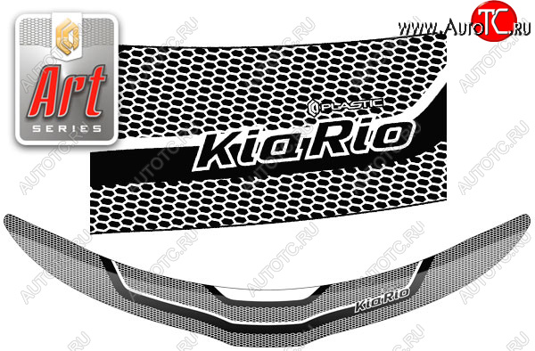 2 199 р. Дефлектор капота CA-Plastic  KIA Rio  3 QB (2011-2015) дорестайлинг седан (серия ART белая)  с доставкой в г. Пермь
