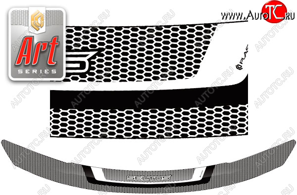 2 159 р. Дефлектор капота CA-Plastic  KIA Seltos (2019-2025) (серия ART белая)  с доставкой в г. Пермь