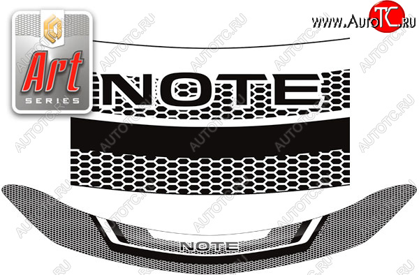 2 159 р. Дефлектор капота CA-Plastic  Nissan Note  2 (2012-2016) E12 дорестайлинг (серия ART белая)  с доставкой в г. Пермь