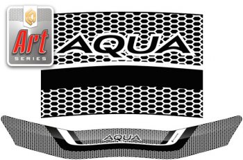 Дефлектор капот CA-Plastic Toyota Aqua  P10 (2017-2021) 2-ой рестайлинг (серия ART белая)