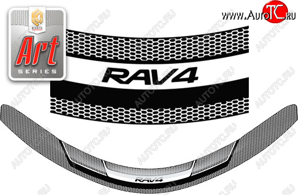 2 199 р. Дефлектор капота CA-Plastic  Toyota RAV4  XA40 (2012-2015) 5 дв. дорестайлинг (серия ART белая)  с доставкой в г. Пермь