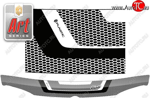 2 199 р. Дефлектор капота CA-Plastic  Volkswagen Golf  4 (1997-2003) (серия ART белая)  с доставкой в г. Пермь