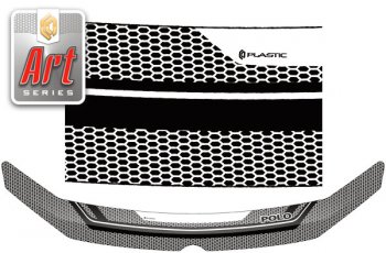 Дефлектор капота CA-Plastic Volkswagen Polo  5 (2009-2015) хэтчбек дорестайлинг (серия ART белая)