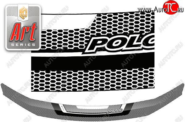 2 199 р. Дефлектор капота CA-Plastic  Volkswagen Polo  Mk6 (2020-2022) лифтбек (серия ART белая)  с доставкой в г. Пермь