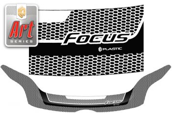 Дефлектор капота CA-Plastic Ford Focus  3 (2011-2015) седан дорестайлинг (Серия Art черная)