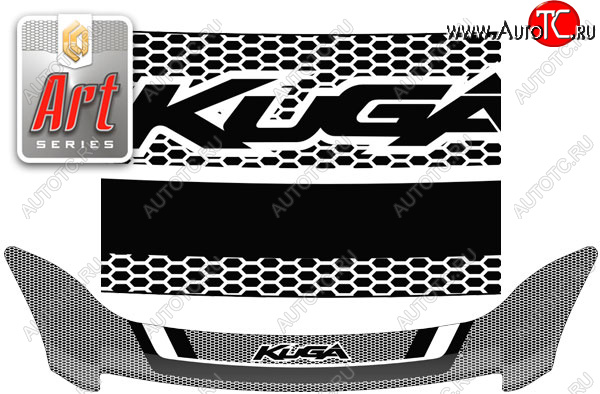 2 479 р. Дефлектор капота CA-Plastic  Ford Kuga  1 (2008-2013) (серия Art черная)  с доставкой в г. Пермь