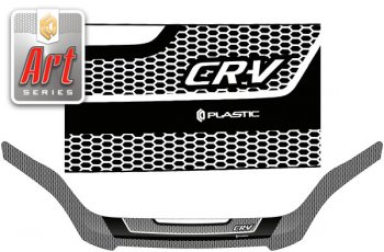 Дефлектор капота CA-Plastic Honda CR-V  RE1,RE2,RE3,RE4,RE5,RE7 (2007-2010) дорестайлинг (Серия Art черная)