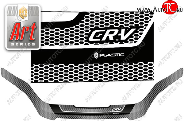 2 399 р. Дефлектор капота CA-Plastic  Honda CR-V  RE1,RE2,RE3,RE4,RE5,RE7 (2007-2010) дорестайлинг (Серия Art черная)  с доставкой в г. Пермь