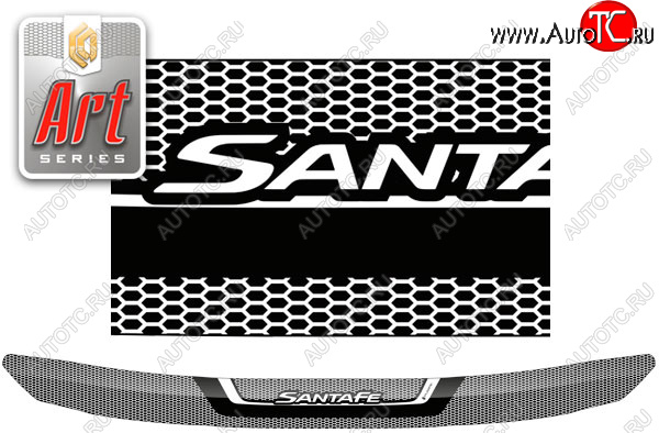 2 159 р. Дефлектор капота CA-Plastic  Hyundai Santa Fe  TM (2018-2022) дорестайлинг, рестайлинг (Серия Art черная)  с доставкой в г. Пермь