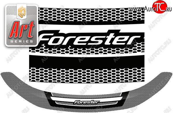 2 299 р. Дефлектор капота CA-Plastic  Subaru Forester  SH (2008-2013) (Серия Art черная)  с доставкой в г. Пермь