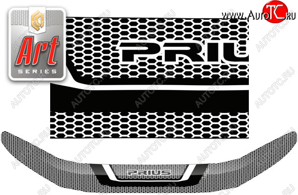 2 159 р. Дефлектор капота CA-Plastic  Toyota Prius  XW50 (2015-2025) дорестайлинг, рестайлинг (Серия Art черная)  с доставкой в г. Пермь