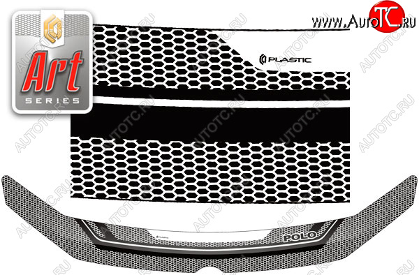 2 159 р. Дефлектор капота CA-Plastic  Volkswagen Polo  Mk5 (2010-2015) хэтчбэк 3 дв. (Серия Art черная)  с доставкой в г. Пермь