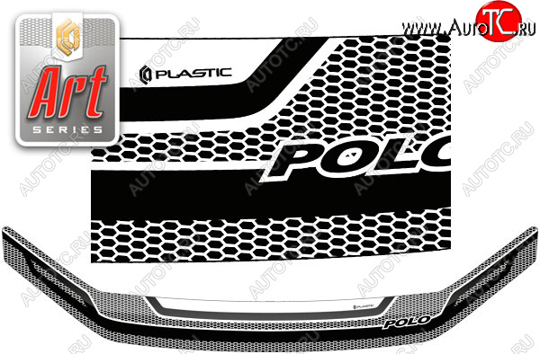 2 159 р. Дефлектор капота CA-Plastic  Volkswagen Polo  5 (2015-2020) хэтчбек рестайлинг (Серия Art черная)  с доставкой в г. Пермь