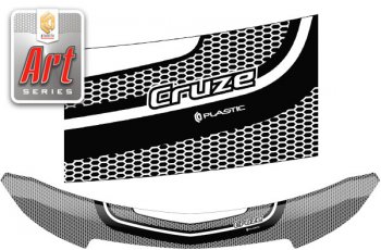 Дефлектор капота CA-Plastic Chevrolet Cruze  J300 (2009-2015) седан дорестайлинг, седан рестайлинг (серия ART графит)
