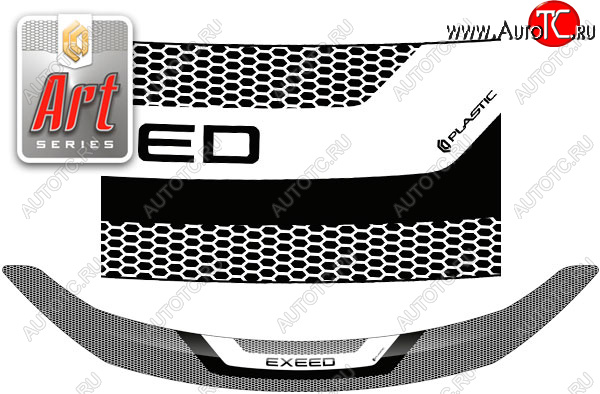 2 199 р. Дефлектор капота CA-Plastic  EXEED TXL (2020-2025)  дорестайлинг, 1-ый рестайлинг (серия ART графит)  с доставкой в г. Пермь