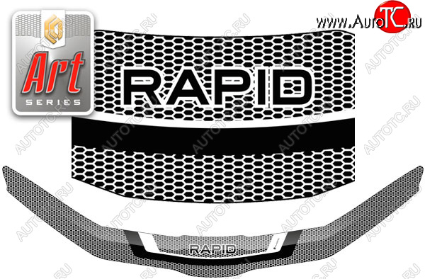 2 299 р. Дефлектор капота CA-Plastic  Skoda Rapid  MK2 (2019-2025) (серия ART графит)  с доставкой в г. Пермь