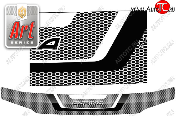 2 199 р. Дефлектор капота CA-Plastic  Toyota Carina  Е210 (1996-2001) седан дорестайлинг, седан рестайлинг (серия ART графит)  с доставкой в г. Пермь