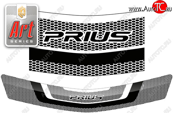 2 159 р. Дефлектор капота (левый руль) CA-Plastic  Toyota Prius  XW20 (2003-2011) дорестайлинг, рестайлинг (серия ART графит)  с доставкой в г. Пермь