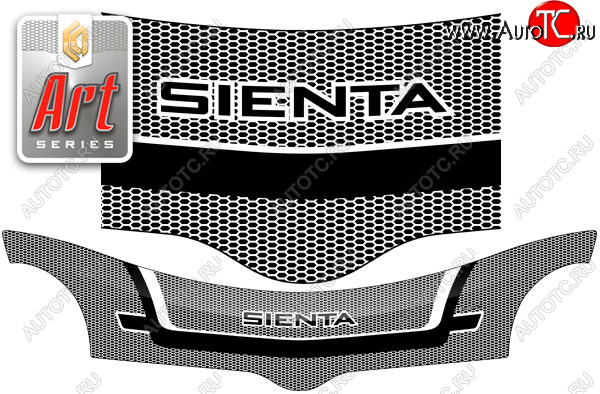 2 479 р. Дефлектор капота CA-Plastic  Toyota Sienta  NCP80 (2003-2006) дорестайлинг (Серия Art графит)  с доставкой в г. Пермь