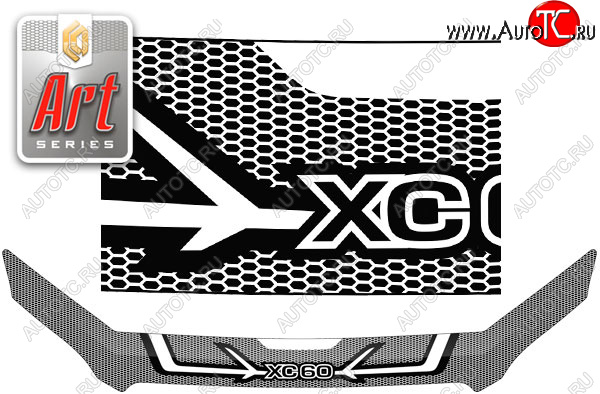 2 399 р. Дефлектор капота CA-Plastic  Volvo XC60 (2017-2022) (Серия Art графит)  с доставкой в г. Пермь