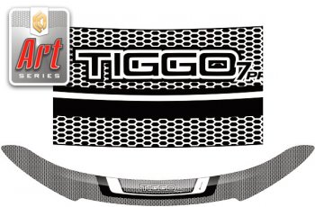 Дефлектор капота CA-Plastic Chery Tiggo 7 PRO (2019-2025) (серия Art серебро)