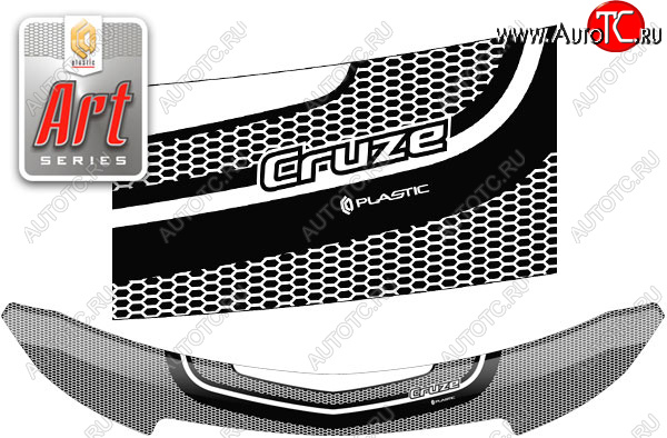 2 299 р. Дефлектор капота CA-Plastic  Chevrolet Cruze ( J300,  D2LC) (2009-2018) седан дорестайлинг, седан рестайлинг (Серия Art серебро)  с доставкой в г. Пермь