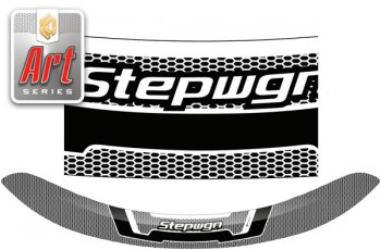 Дефлектор капота CA-Plastic Honda StepWagon  5 RP1,RP2, RP3, RP4 (2015-2017) минивэн дорестайлинг (Серия Art серебро)