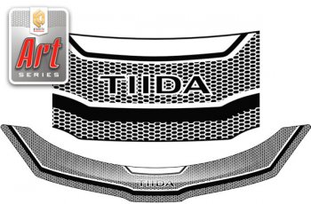 Дефлектор капота CA-Plastic Nissan Tiida Latio  C11 (2004-2012) седан (Серия Art серебро)