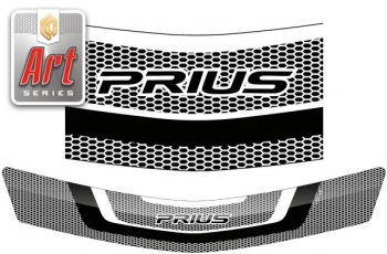 Дефлектор капота (левый руль) CA-Plastic Toyota Prius  XW20 (2003-2011) дорестайлинг, рестайлинг (серия Art серебро)