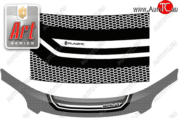 2 479 р. Дефлектор капота CA-Plastic  Toyota RAV4  XA30 (2010-2013) 5 дв. 2-ой рестайлинг, 5 дв. удлиненный 2-ой рестайлинг (Серия Art серебро)  с доставкой в г. Пермь