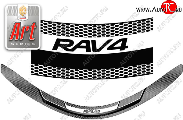 2 199 р. Дефлектор капота CA-Plastic  Toyota RAV4  XA40 (2015-2019) 5 дв. рестайлинг (Серия Art серебро)  с доставкой в г. Пермь
