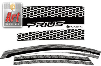 Ветровики дверей Серия Art черная CA Plastic на Toyota Prius Right hand drive 2003-2011