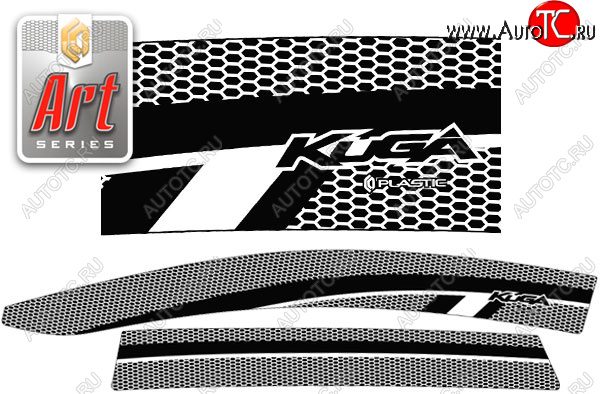 2 299 р. Ветровики дверей Серия Art серебро CA Plastic на Ford Kuga  2008-2012  с доставкой в г. Пермь