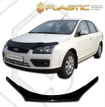 Дефлектор капота (exclusive) Classic черный CA Plastic на Ford Focus 2 седан-хэтчбэк 2005-2008