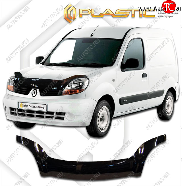 3 399 р. Дефлектор капота (exclusive) Classic черный CA Plastic на Renault Kangoo  2003-2007  с доставкой в г. Пермь