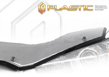 3 599 р. Дефлектор капота (exclusive) Шелкография черная CA Plastic на Toyota Hiace Правый Руль 2004–н.в.   с доставкой в г. Пермь. Увеличить фотографию 1