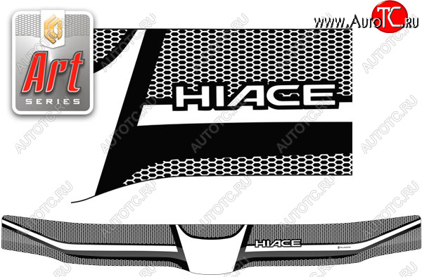 4 399 р. Дефлектор капота (exclusive) Серия Art черная CA Plastic на Toyota Hiace Левый руль 2004–н.в.  с доставкой в г. Пермь