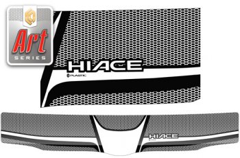 3 599 р. Дефлектор капота (exclusive) Серия Art черная CA Plastic на Toyota Hiace Правый Руль 2004–н.в.   с доставкой в г. Пермь. Увеличить фотографию 1