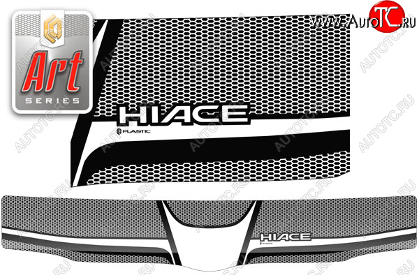 3 599 р. Дефлектор капота (exclusive) Серия Art черная CA Plastic на Toyota Hiace Правый Руль 2004–н.в.   с доставкой в г. Пермь