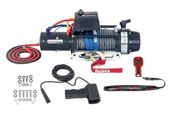 117 399 р. Лебёдка автомобильная электрическая 12V Runva 12500 lbs 5670 кг (влагозащищенная) синтетический трос RUNVA ewb12500ssr  с доставкой в г. Пермь. Увеличить фотографию 2