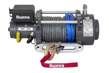 100 379 р. Лебёдка электрическая (индустр.) 24V Runva 15000 lbs 6800 кг синтетический трос RUNVA ewn15000usr24v  с доставкой в г. Пермь. Увеличить фотографию 3