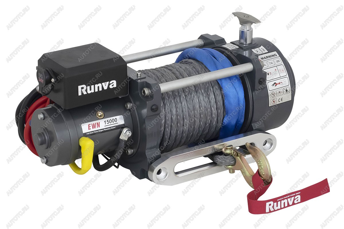 100 379 р. Лебёдка электрическая (индустр.) 24V Runva 15000 lbs 6800 кг синтетический трос RUNVA ewn15000usr24v  с доставкой в г. Пермь