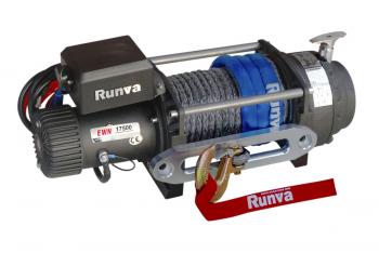 99 579 р. Лебёдка электрическая (индустр.) 24V Runva 17500 lbs 7960 кг синтетический трос RUNVA ewn17500usr24v  с доставкой в г. Пермь. Увеличить фотографию 1