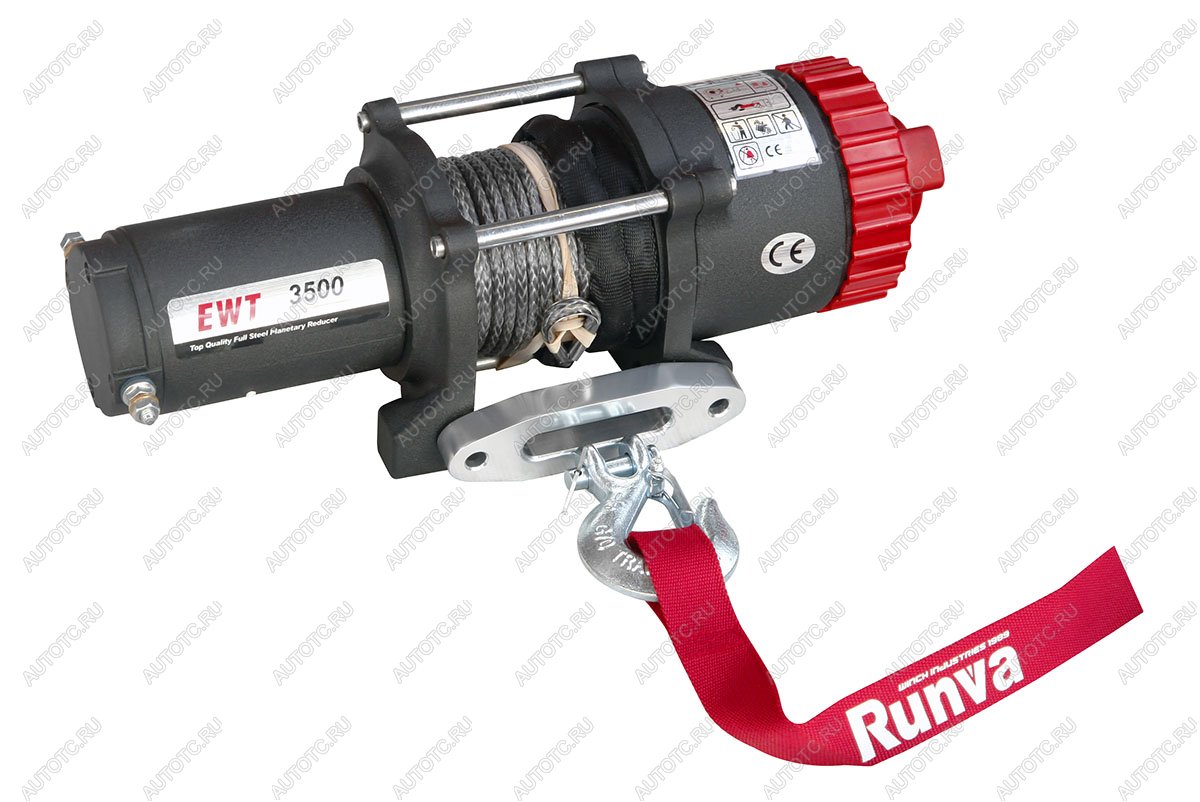 29 989 р. Лебёдка электрическая 12V Runva 3500A lbs 1588 кг (синтетический трос) RUNVA ewt3500asr  с доставкой в г. Пермь