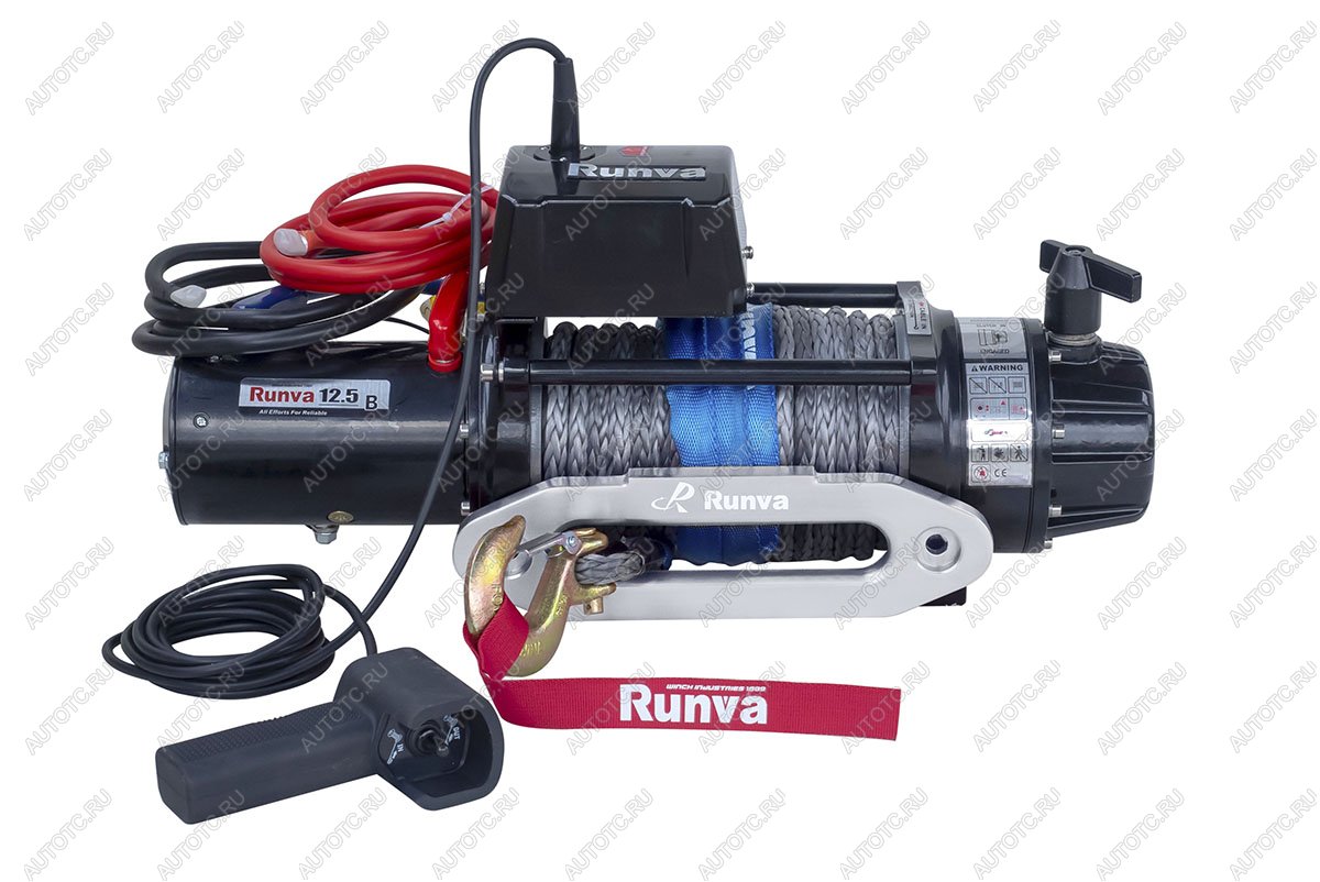 91 459 р. Лебёдка электрическая 24V Runva 12500 lbs 5670 кг (влагозащищенная) синтетический трос RUNVA ewb12500ssr24v  с доставкой в г. Пермь