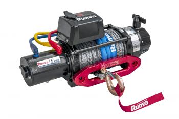63 889 р. Лебёдка электрическая 24V Runva 9500 lbs 4350 кг влагозащищенная, синтетический трос RUNVA ewb9500ssr24v  с доставкой в г. Пермь. Увеличить фотографию 1