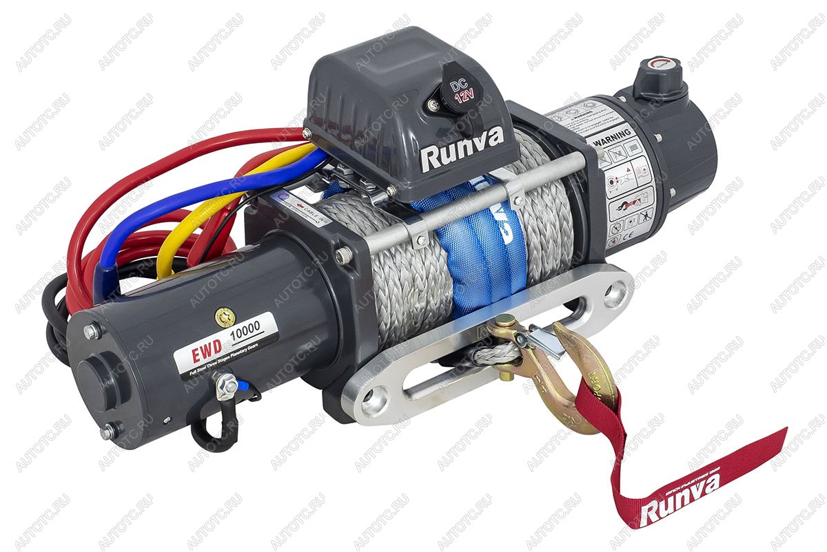 64 169 р. Лебёдка электрическая двухскоростная 12V Runva 10000 lbs 4500 кг (синтетический трос) RUNVA ewd10000ssr  с доставкой в г. Пермь