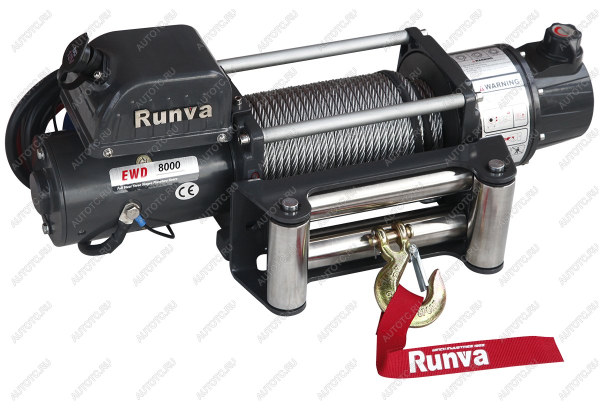 63 229 р. Лебёдка электрическая двухскоростная 12V Runva 8000 lbs 3629 кг RUNVA ewd8000u  с доставкой в г. Пермь